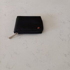 Alpine Swiss Logan Zipper Bifold Wallet in Black